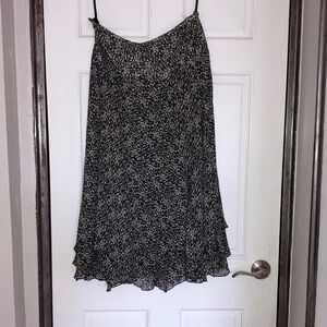 Anne Klein Black and White Printed A-Line Midi-Skirt